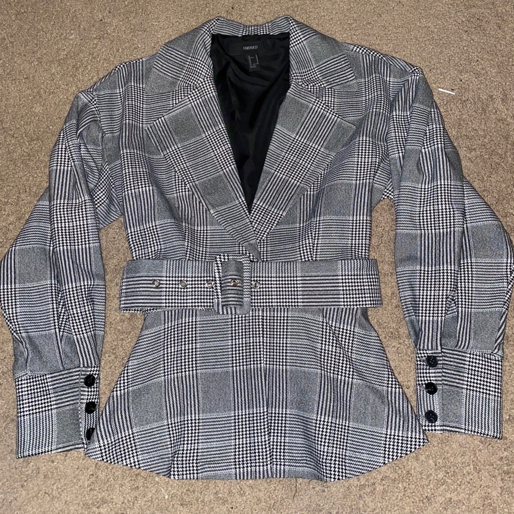Grey Plaid Blazer